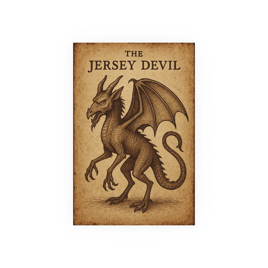 Jersey Devil | Vintage Sepia Parchment Cryptid Poster – Night Watch Archives Edition