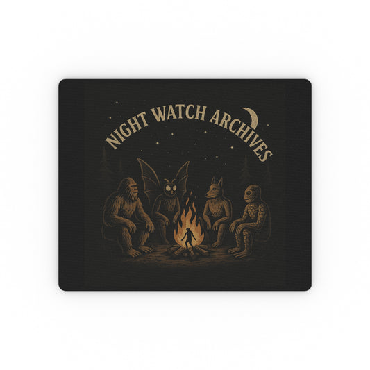 Night Watch Archives – Campfire Cryptids Mouse Pad | Vintage Paranormal Desk Mat for Folklore & Mystery Lovers