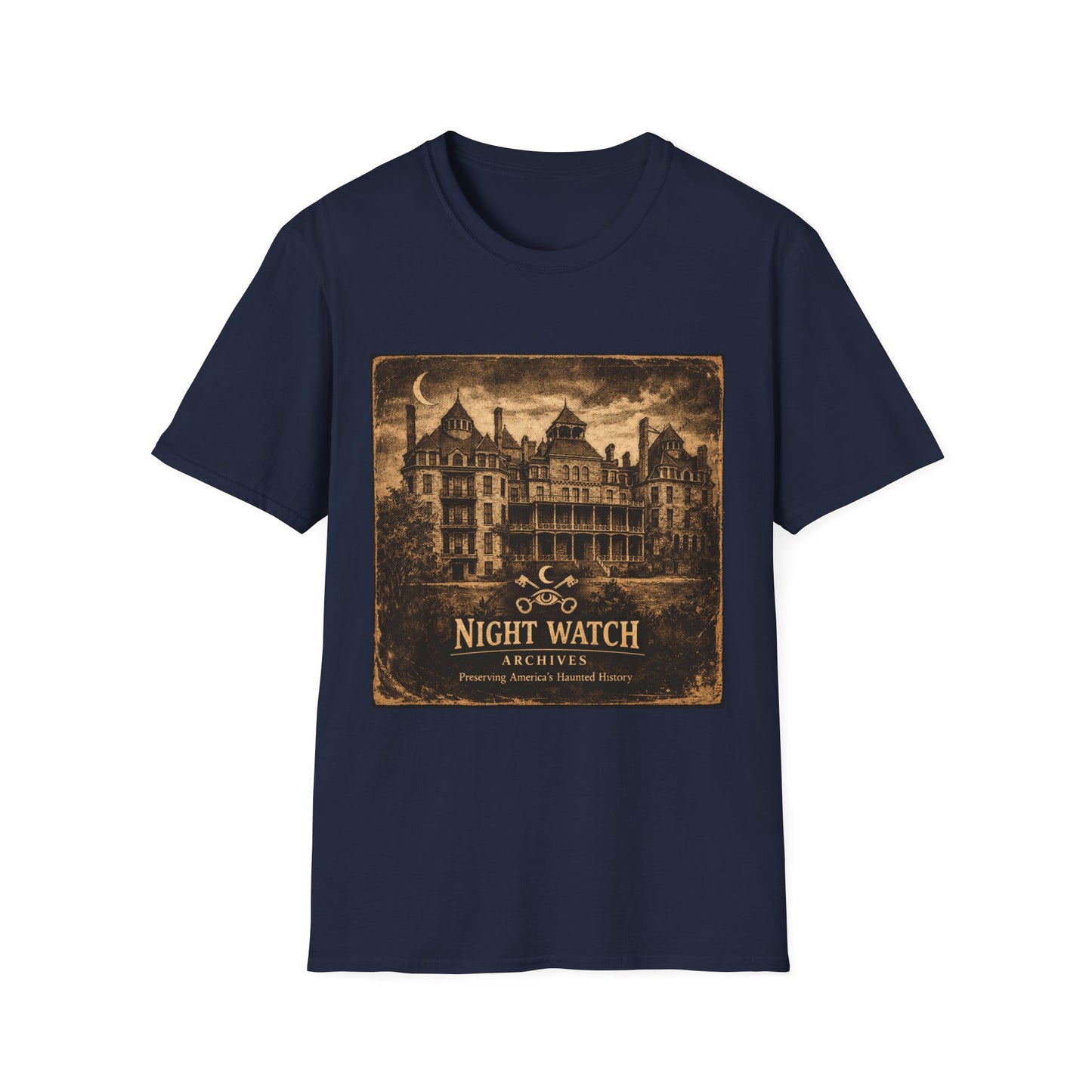 Night Watch Haunted Mansion T-Shirt – Vintage Gothic Estate Graphic Tee