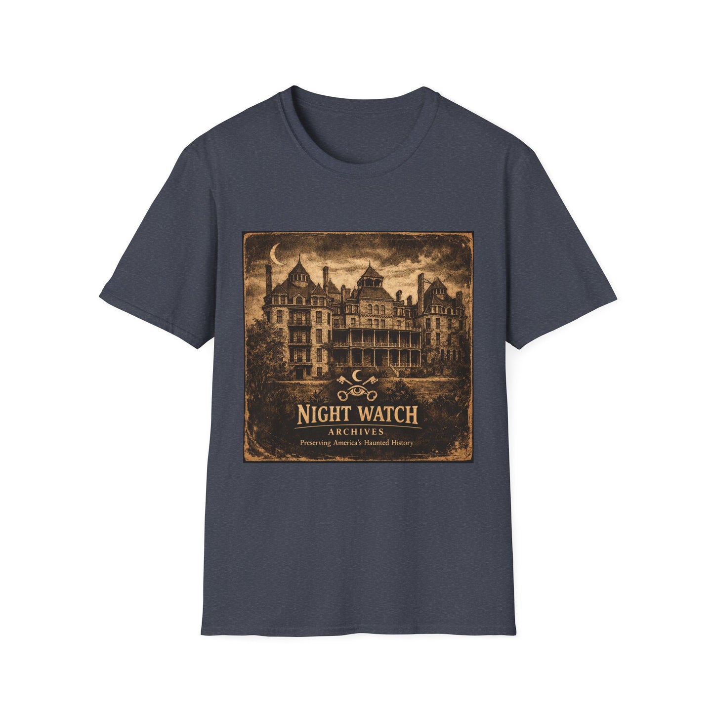 Night Watch Haunted Mansion T-Shirt – Vintage Gothic Estate Graphic Tee
