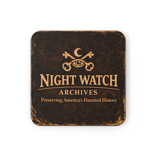Night Watch Archives Cork Coaster – Vintage Haunted History Drink Mat | Gothic Home Decor