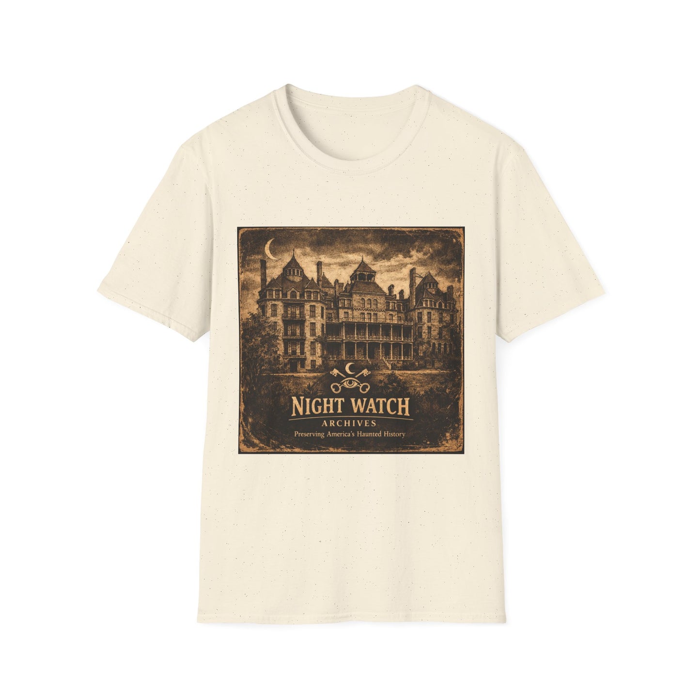 Night Watch Haunted Mansion T-Shirt – Vintage Gothic Estate Graphic Tee