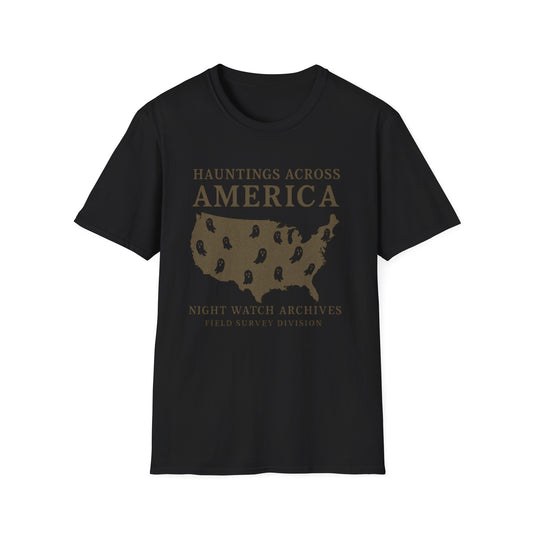 Hauntings Across America T-Shirt | Vintage Paranormal Map Tee – Night Watch Archives